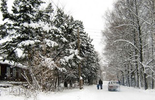 Улица Кедровая. Первый снег. (Дмитрий Зонов)
