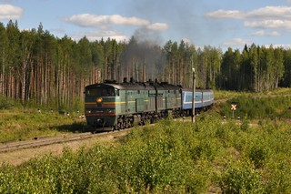 Пригородный поезд Яр - Верхнекамская проходит переезд (cooooool2005)