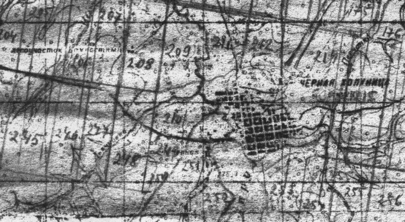 Карта окрестностей Чёрной Холуницы (ок. 1943 г.)
