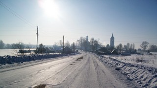 Въезд в с.Волково, февральское солнце (Дмитрий Зонов)