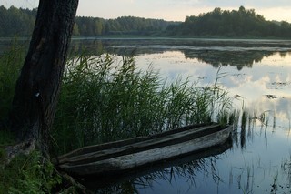 лодка-долбленка-катамаран/пруд/р.Пестерь/вид на запад (Mikhail Buldakov)