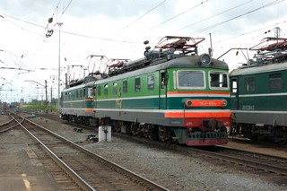 Электровоз ЧС2-854 (Skoda 53E), ст. Балезино Горьковской ЖД / DC electric locomotive ChS2-854 (Skoda 53E type), Balezino station of Gorky division of RZD (12/06/2008) (Dmitry A. Shchukin)