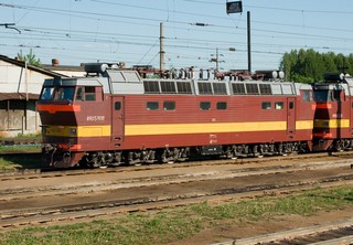 Электровоз ЧС4т-590 (Skoda 62E), ст. Балезино Горьковской ЖД / AC electric locomotive ChS4t-590 (Skoda 62E type), Balezino station of Gorky division of RZD (15/06/2008) (Dmitry A. Shchukin)