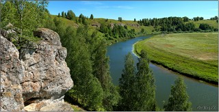 Река Немда и скалы у бывшей деревни Камень, 13.07.2010 (OlegFX)