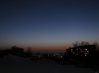 Венера и Меркурий. Вечерний Воткинск. Вид на запад. (Eugene Sky)