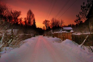 Зима. Закат в поселке Воложка (Борис Бусоргин)
